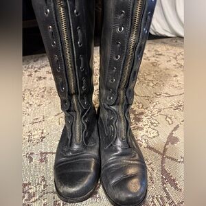 MAN MADE SOLE LEATHER UPPER ZIPPERED BOOTS